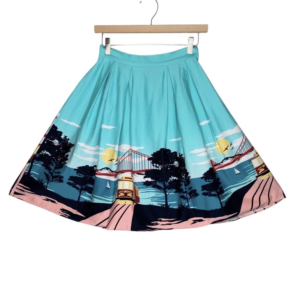 San Francisco Swing Skirt S 6 Golden Gate Bridge Novelty 50s Retro Collectif - Picture 2 of 11